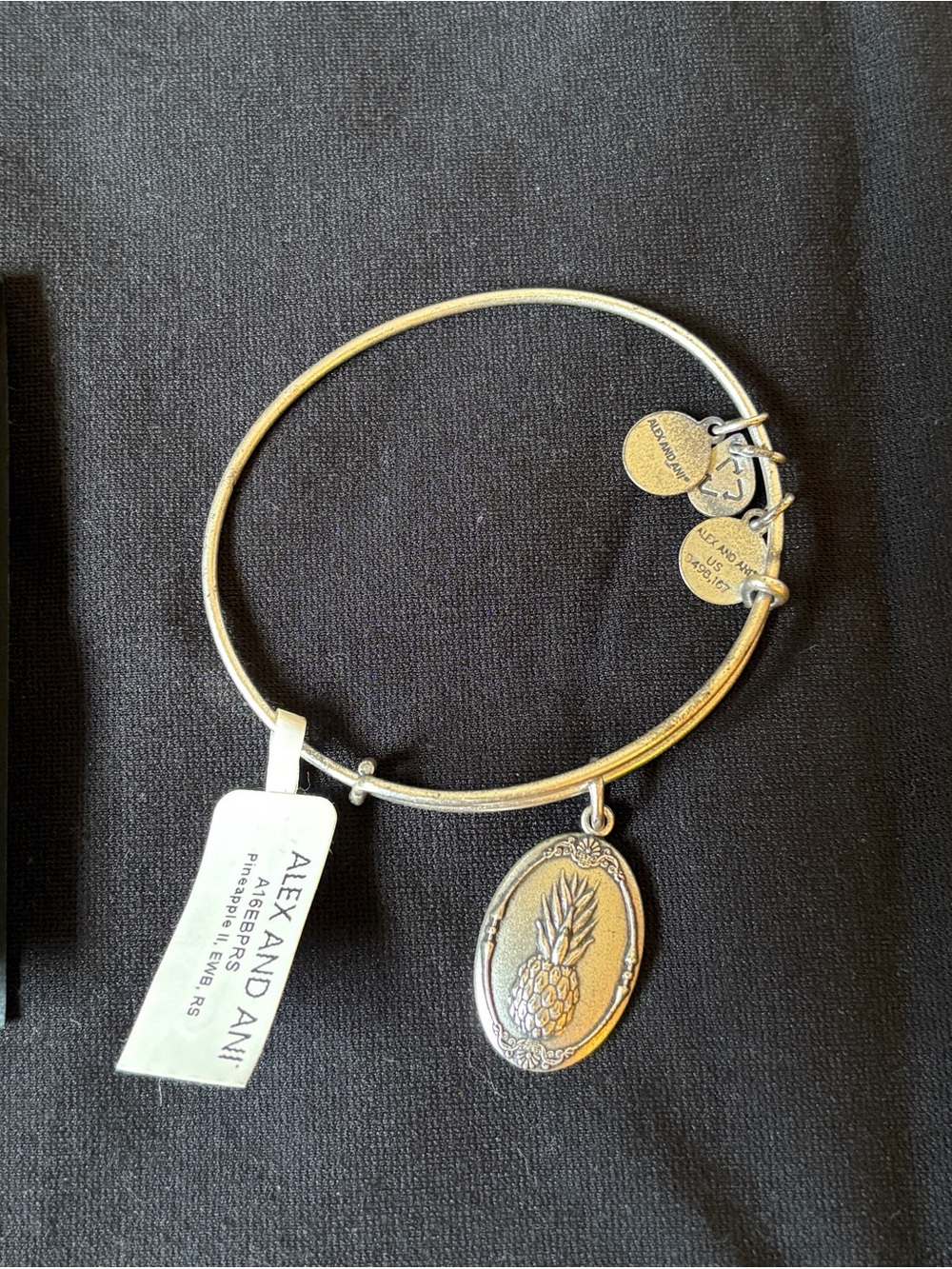 Alex and Ani Silver Pineapple Charm Bangle Bracelet